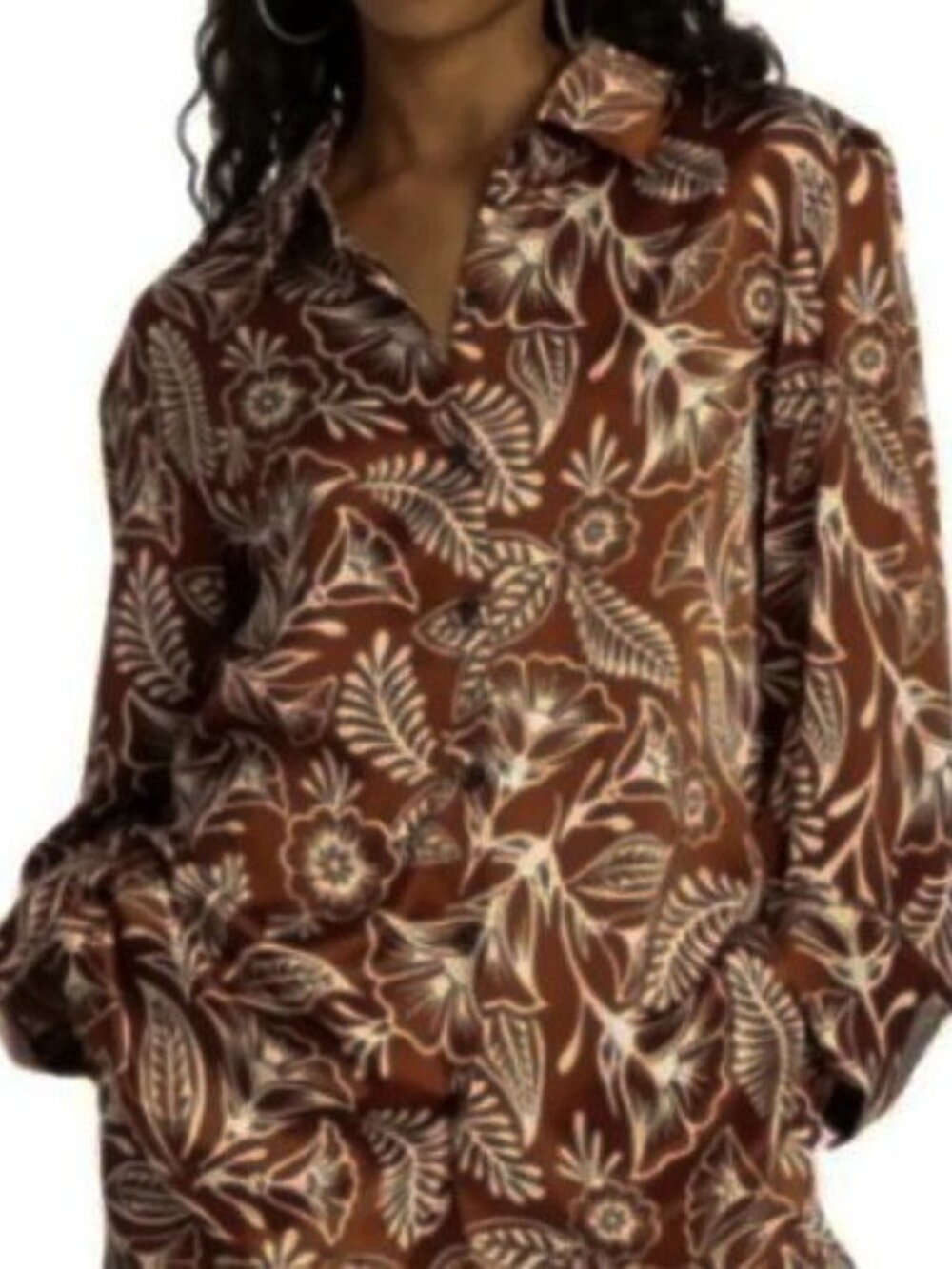 Target Latino Heritage 2XL Button Up Shirt Christina Cordova Brown White Floral